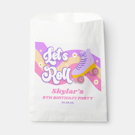 Let's Roll Roller Skate Skating Birthday Party Geschenktütchen (Vorderseite)