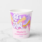 Let's Roll Roller Skate Skating Birthday Party Pappbecher (Rückseite)