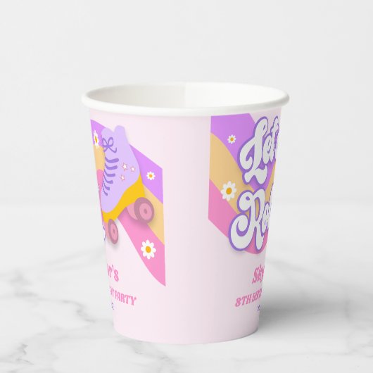 Let's Roll Roller Skate Skating Birthday Party Pappbecher (Links)