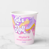 Let's Roll Roller Skate Skating Birthday Party Pappbecher (Vorderseite)