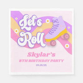 Let's Roll Roller Skate Skating Birthday Party Serviette