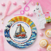 Let's Sail-abrate | Sailboat Themed Boy's Birthday Pappteller (Party)
