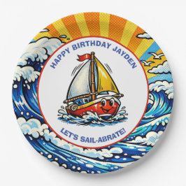 Let's Sail-abrate | Sailboat Themed Boy's Birthday Pappteller