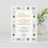 Let's Shellabrate Seashell Bridal Shower Einladung (Stehend Vorderseite)