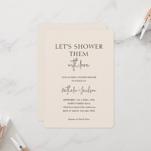 Let's Shower Them With Love | Boho Shower Bridal Einladung (Vorderseite/Rückseite Beispiel)
