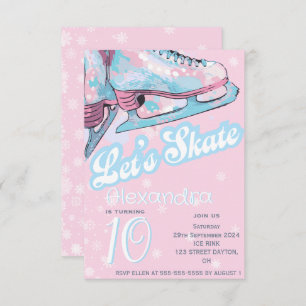 "Let's Skate" Figur Eis Skaten Geburtstagsparty Einladung
