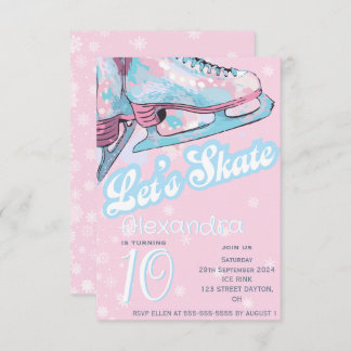 "Let's Skate" Figur Eis Skaten Geburtstagsparty Einladung