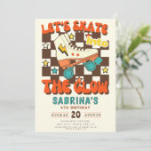 Let's Skate into the glow roller skating birthday Einladung (Stehend Vorderseite)