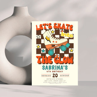 Let's Skate into the glow roller skating birthday Einladung