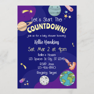 Let's Start the Countdown, Space Baby Shower Einladung