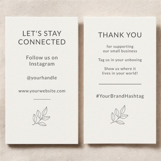 Let's Stay Connected Neutral Minimalist Small Visitenkarte