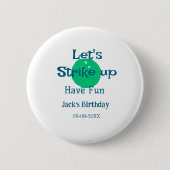 Let's strike up have fun green ball birthday name  button (Vorderseite)