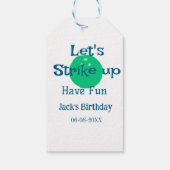 Let's strike up have fun green ball birthday name geschenkanhänger (Rückseite)
