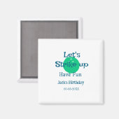 Let's strike up have fun green ball birthday name magnet (Vorderseite/Rückseite)
