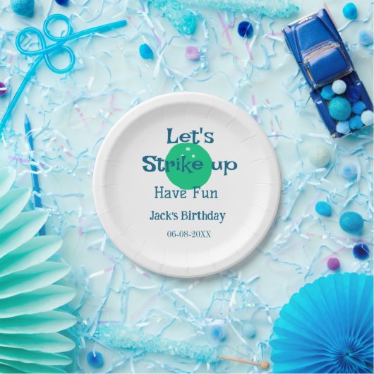 Let's strike up have fun green ball birthday name pappteller (Party)