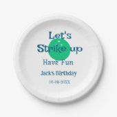 Let's strike up have fun green ball birthday name pappteller (Vorderseite)