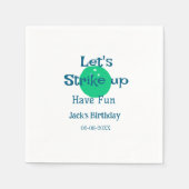 Let's strike up have fun green ball birthday name serviette (Vorderseite)