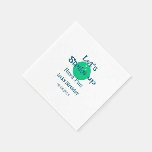 Let's strike up have fun green ball birthday name  serviette (Ecke)