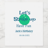 Let's strike up have fun green ball birthday name  weinetikett (Einzelnes Label)