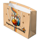Let's Strike Up Some Fun Bowling Birthday Party Große Geschenktüte (Rückseite Schrägansicht)