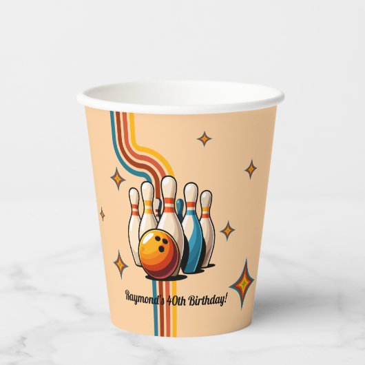 Let's Strike Up Some Fun Bowling Birthday Party Pappbecher (Vorderseite)