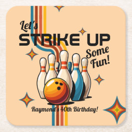 Let's Strike Up Some Fun Bowling Birthday Party Rechteckiger Pappuntersetzer