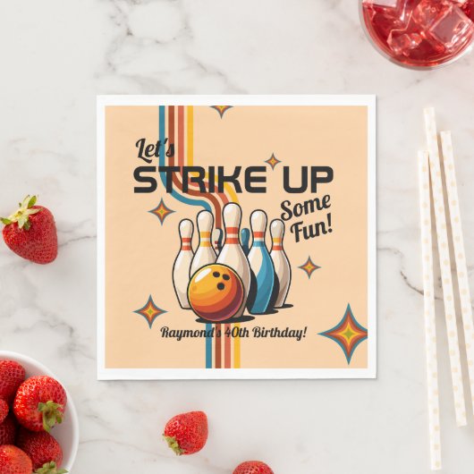 Let's Strike Up Some Fun Bowling Birthday Party Serviette (Beispiel)