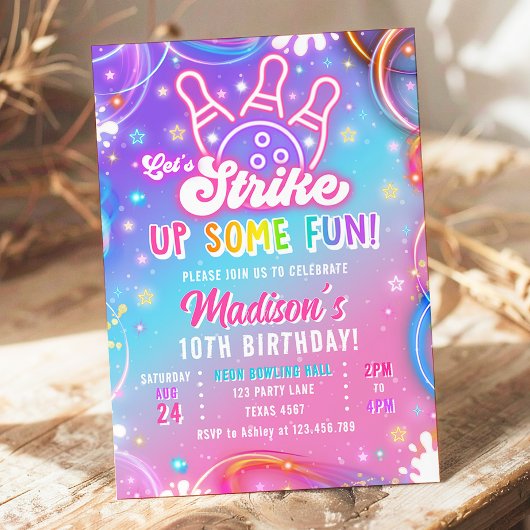 Let's Strike Up Some Fun Bowling Girl Birthday Einladung