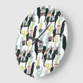 Let's Taco About Love | Llama & Donkey Pattern Große Wanduhr (Winkel)