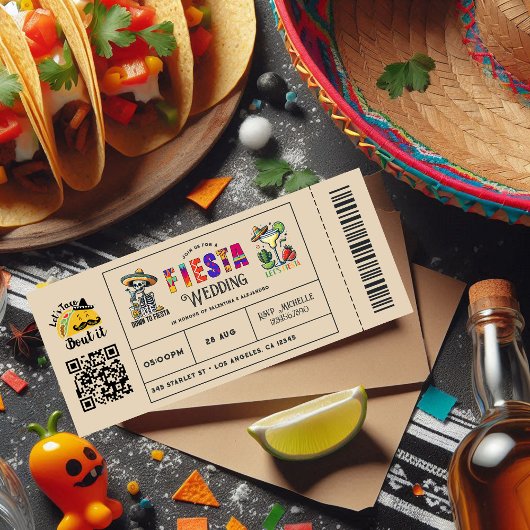 "Let's Taco Bout It" Mexican Fiesta Wedding Ticket Einladung