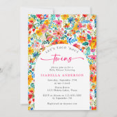 Let's Taco 'Bout Twins Floral Fiesta Baby Shower Einladung (Vorderseite)