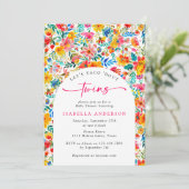 Let's Taco 'Bout Twins Floral Fiesta Baby Shower Einladung (Stehend Vorderseite)