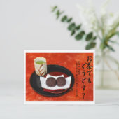 Let's take Japanese green tea break. -Autumn- Postkarte (Stehend Vorderseite)