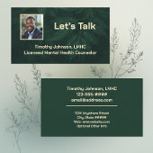 Lets Talk Dark Green Leafy Mental Health Counselor Visitenkarte