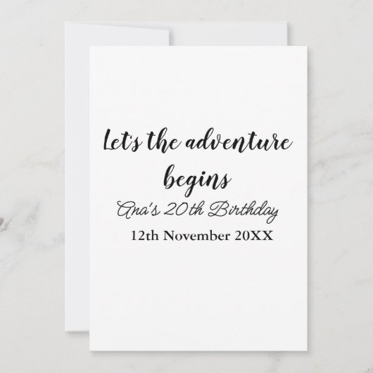 lets the adventure begins 20th birthday add name d einladung (Vorderseite)