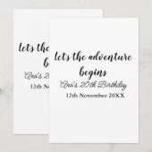 lets the adventure begins 20th birthday add name d einladung (Vorne/Hinten)