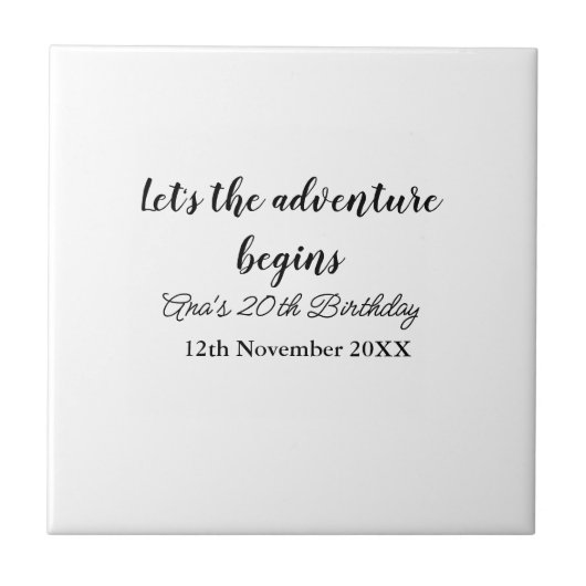lets the adventure begins 20th birthday add name d fliese (Vorderseite)