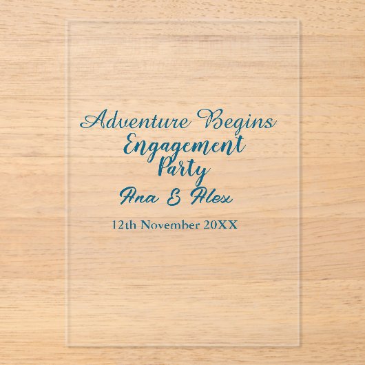 lets the adventure begins engagement party name da acryleinladungen (Vorderseite)