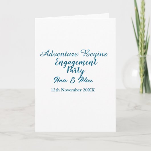 lets the adventure begins engagement party name da karte (Vorderseite)