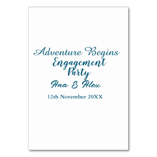 lets the adventure begins engagement party name da tischnummer (Vorderseite)