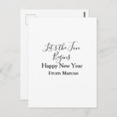 lets the fun begins happy new year name year simpl postkarte (Vorne/Hinten)