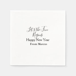 lets the fun begins happy new year name year simpl serviette