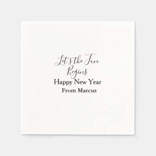 lets the fun begins happy new year name year simpl serviette (Vorderseite)