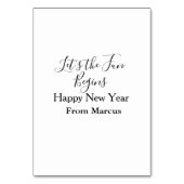 lets the fun begins happy new year name year simpl tischnummer (Vorderseite)