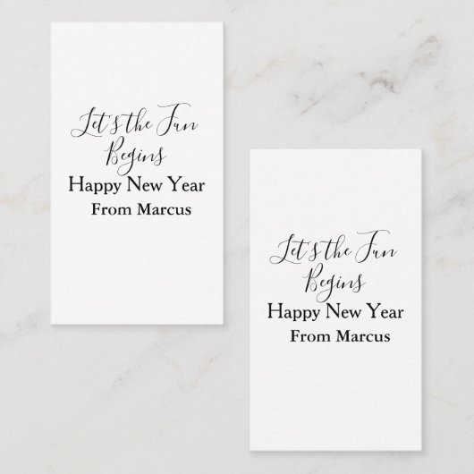 lets the fun begins happy new year name year simpl visitenkarte (Vorne/Hinten)