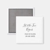 lets the fun begins wedding couple name date simpl magnet (Vorderseite/Rückseite)