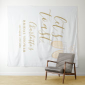 Let's Toast Bridal Shower Gold Backdrop Wandteppich (Beispiel (Horizontal))