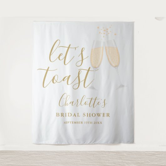 Let's Toast Bridal Shower Gold Backdrop Wandteppich (Vorderseite)