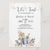 Let's Toast Engagement Party Watercolor Floral Einladung (Vorderseite)