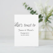 Let's toast to engagement party name date elegant postkarte (Stehend Vorderseite)